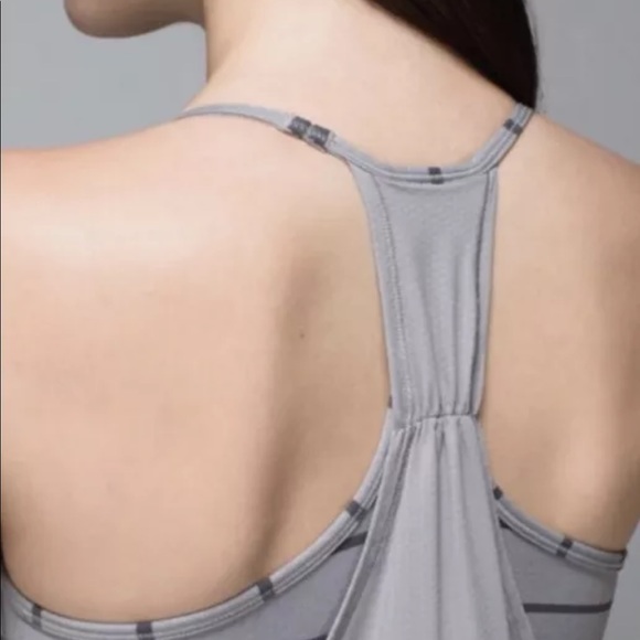 Lululemon No Limit Grey and Grey/Black Stripe Racerback Tank Top Women Sz Small - Picture 4 of 13
